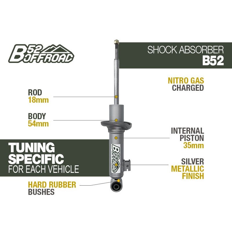 B52 OFFROAD SHOCK FOR MITSUBISHI L200 FROM 2005 TO 2015 FRONT